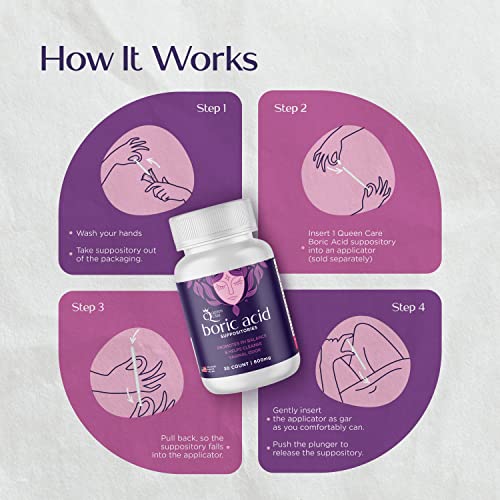 Queen Care - Boric Acid Suppositories, Boric Acid Suppositories for Feminine Care, Safe & All-Natural pH - AB Mystery