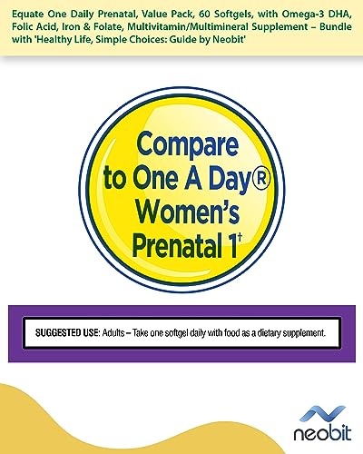 Equate One Daily Prenatal, Value Pack, 60 Softgels, with Omega-3 DHA, Folic Acid, Iron & Folate NEOBIT