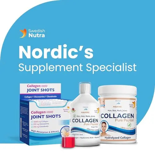 Swedish Nutra Liquid Marine Collagen - Sugar Free Berry Flavour | Minimize Fine Lines, Wrinkles & Improve Skin Elasticity Swedish Nutra