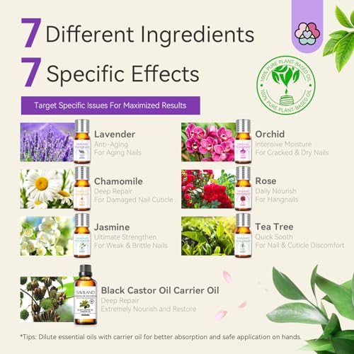 SAVILAND Essential Oils for Cuticle Nails: 100% Pure Natural Essential Oil Tea Tree Lavender Jasmine - AB Mystery