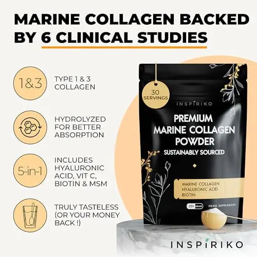 Marine Collagen Powder for Women - Marine Collagen with Hyaluronic Acid, Vitamin C Inspiriko