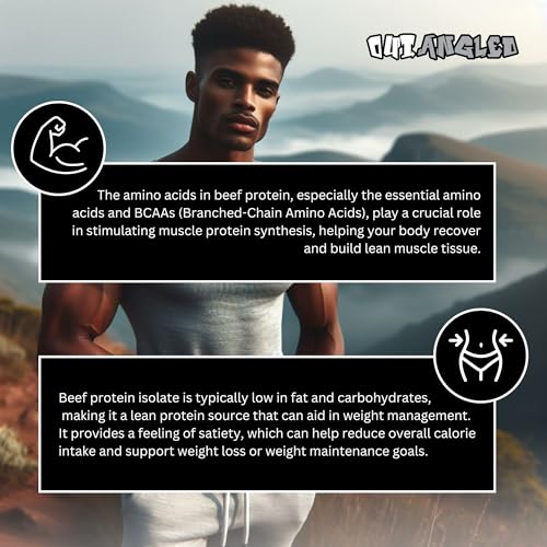 OUT ANGLED Beef Iso Plus, Beef Protein Isolate Powder, High Protein with Natural BCAAs, Zero Fat and Sugar OUT ANGLED