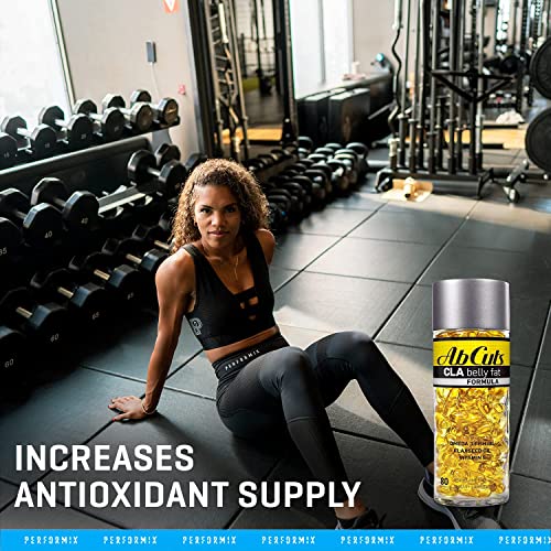 Ab Cuts CLA Belly Fat Formula - 80 Easy-to-Swallow Softgels - Omega 3 Fish Oil, Flaxseed - AB Mystery