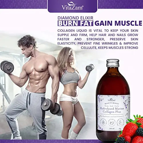 Diamond Elixir Marine Liquid Collagen Type 1 & 3 Hydrolysed Collagen Peptides 10000mg VitaZam