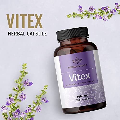 HERBAMAMA Vitex Supplement for Women - Organic Vitex Chasteberry Pills - Vegan Supplements - AB Mystery