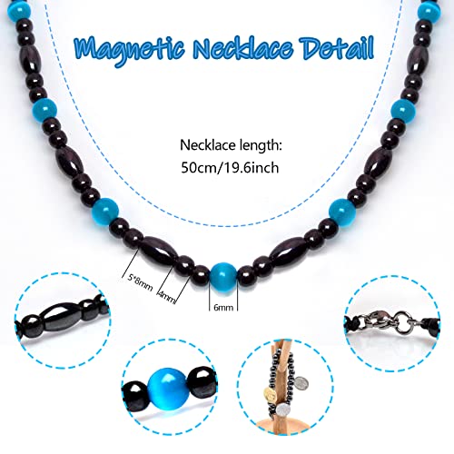 Magnetic Therapy Necklace Hematite Necklace Black Obsidian Aquamarine Magnetic Necklace - AB Mystery
