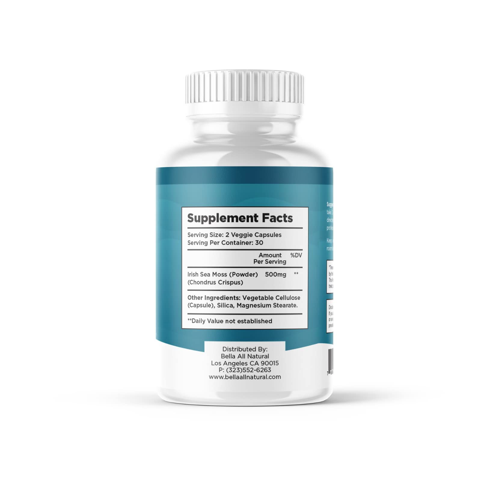 Bella All Natural Sea Moss Vitamins | Pure Sea Moss | Irish Sea Moss, 60 Capsules - AB Mystery