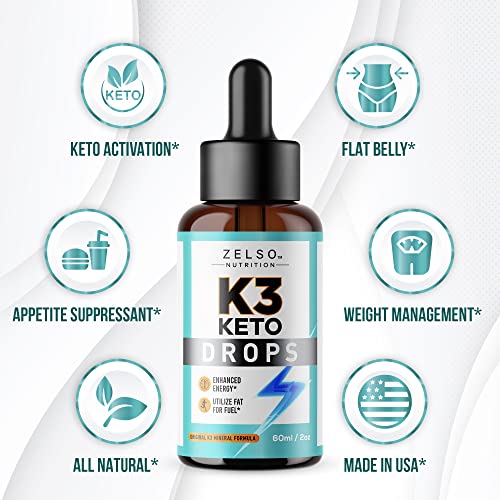 (3 Pack) K3 Keto Drops for Weight Loss - Fat Burner & Metabolism Booster | Advanced Keto