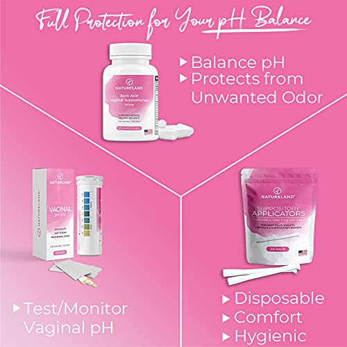 Natureland 40 Count, 600mg Boric Acid Vaginal Suppositories, Made in USA, Restore pH Balance - AB Mystery