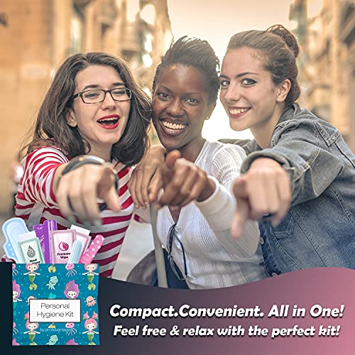 3 x Menstrual All-in-One Kits - Assorted Colors | Convenience on The Go | Single Period Kit Packs - AB Mystery