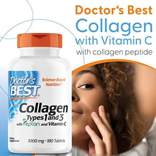 Doctor's Best, Collagen Types 1 and 3, Peptane & Vitamin C, 1,000mg, 180 Tablets - AB Mystery