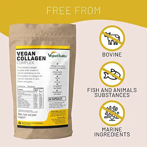 Vegan Collagen Supplement for Skin, Hair, Nails, Joints & Bones with Vegan Vitality