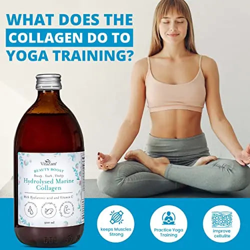 VitaZam Marine Collagen Liquid 10000mg with Hyaluronic Acid, Hydrolysed Peptide, Biotin for Hair, Skin, Nails, Joint, and Muscles, 500 ml - AB Mystery