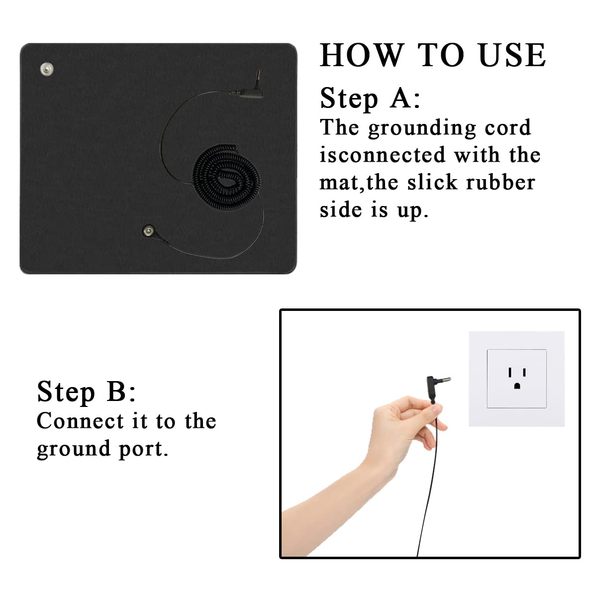 WAUZOBLE Grounding Mat, Grounding Bed Foot Mat with 1 Grounding Cord Indoor Mat Improving - AB Mystery