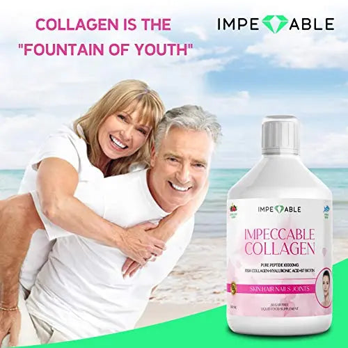 IMPECCABLE Collagen 10.000mg hydrolyzed Sugar Free Liquid Marine Collagen | Supplements for Women and Men - AB Mystery