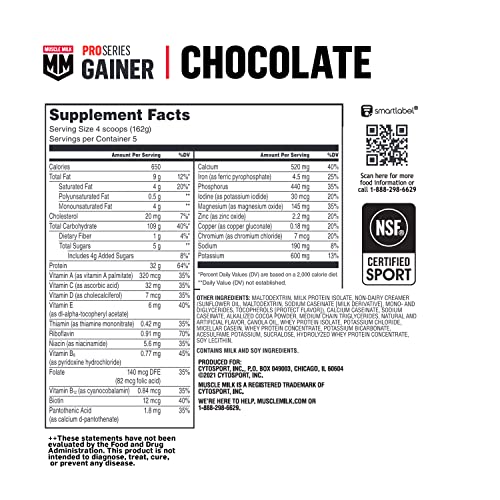 Muscle Milk Gainer Protein Powder, Chocolate, 32g Protein, 5 Pound - AB Mystery