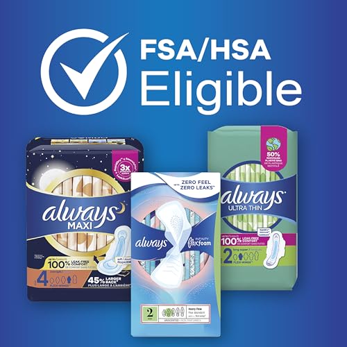 Always Ultra Thin, Feminine Pads For Women, Size 1 Regular Absorbency, With Wings, Unscented, 46 Count - AB Mystery