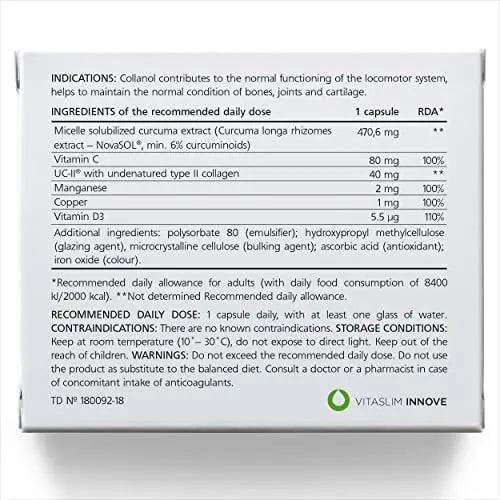 Collanol - Innovation in The Care of Healthy Joints - Liquid Formula in a Double Capsule 3D Collagen Collanol