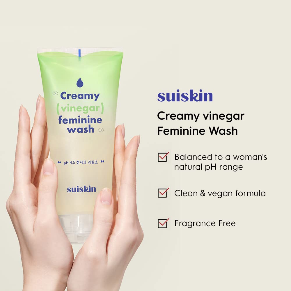 Suiskin Green Apple Vinegar Feminine Wash | Removes odor, pH balanced with Vegan Probiotics, Fragrance-free - AB Mystery