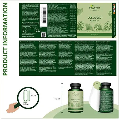 Vegavero Vegan Collagen Supplement | 2000mg | Complex with L-Lysine, L-Proline, Vitamin C (Acerola) & Superfoods Extracts | NO Additives, Lab-Tested | 120 Capsules - AB Mystery