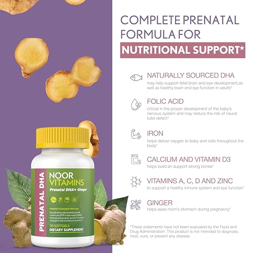 Noor Vitamins Halal Prenatal Vitamins with DHA and Folic Acid, Essential Vitamins Noor Vitamins