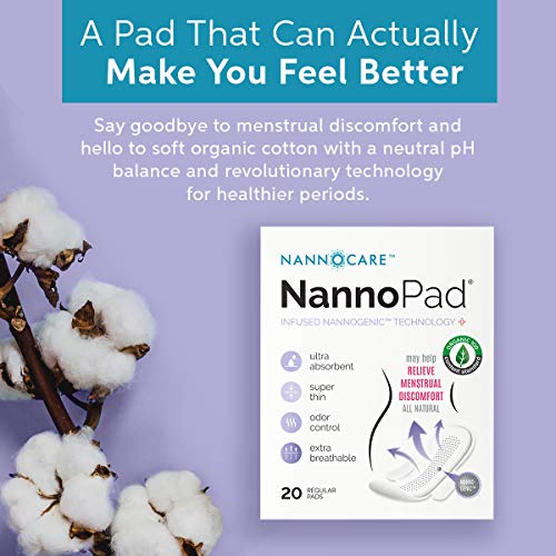 NannoPad Regular Pads for Women - Nannocare Certified Organic Cotton Pads - Pads with Wings - AB Mystery