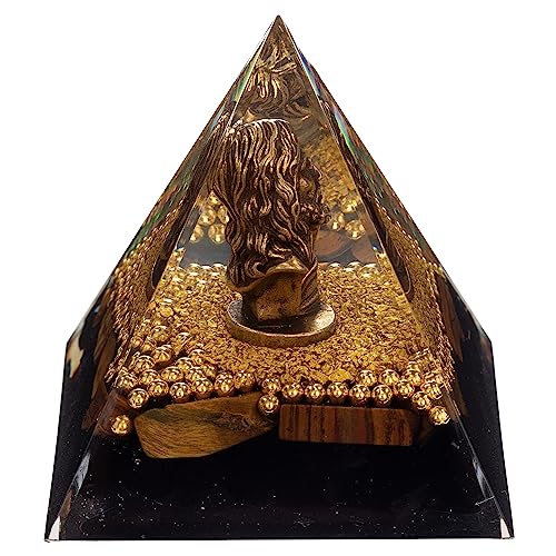 FENGSHUI-CAISHEN Mini Jesus Figurine in Healing Crystal Orgone Pyramid - Obsidian Tiger's Eye - AB Mystery