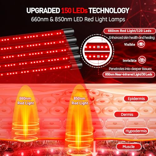 Red Light Therapy Lamp, 150 LEDs Infrared Light Therapy with Adjustable Stand - 660nm Redlight - AB Mystery