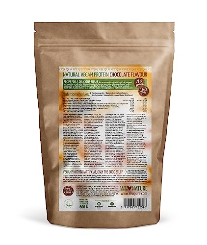 Ekopura Natural Vegan Protein - Chocolate - 500g | 76% Protein | 100% Plant-Based Ingredients Ekopura
