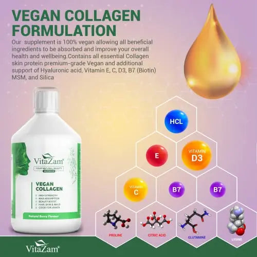 VitaZam Vegan Collagen Liquid 5000mg Hydrolyzed Collagen Peptides for Women - AB Mystery