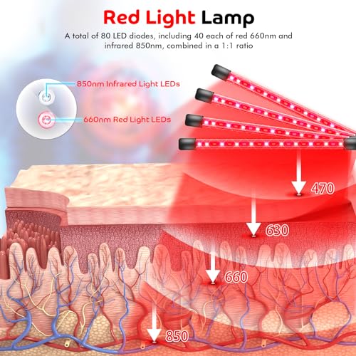 Devowellte Red Light Lamp for Face, 80 LEDs Red Light Lamp Height Free Adjustment Infrared Light - AB Mystery