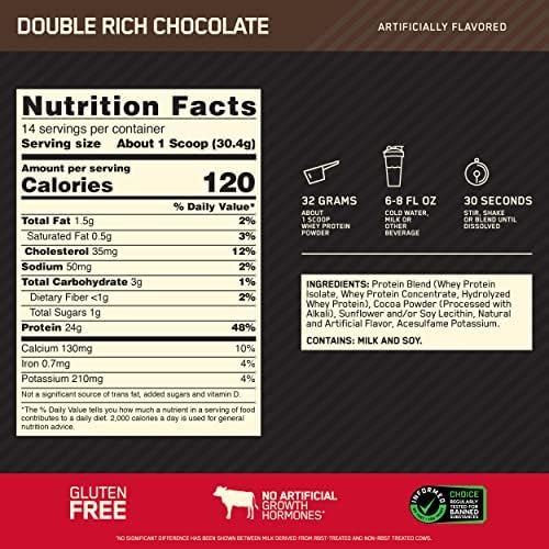 Optimum Nutrition Gold Standard 100% Whey Protein Powder, Double Rich Chocolate - AB Mystery