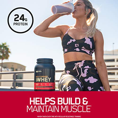 Optimum Nutrition Gold Standard 100% Whey Protein Powder, Strawberry, 1 Pound - AB Mystery