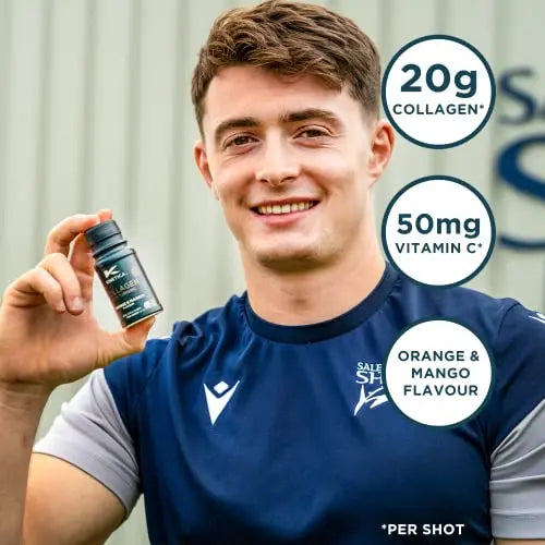 Kinetica Collagen with Turmeric (12-Pack) 20g Collagen & 50mg Vitamin C. Orange & Mango Flavour - AB Mystery