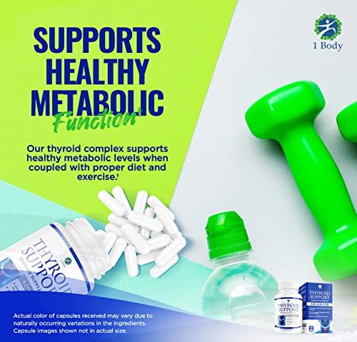 1 Body Thyroid Support Supplement with Iodine - Energy & Focus Support