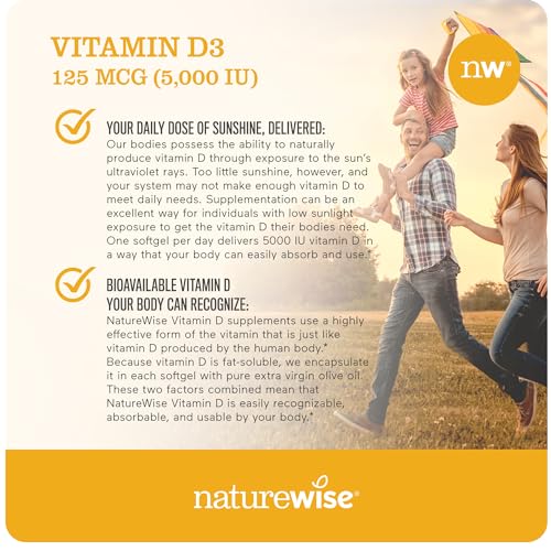 NatureWise Vitamin D3 5000iu (125 mcg) Healthy Muscle Function, and Immune Support - AB Mystery