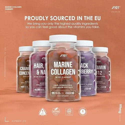 Marine Collagen Gummies - Wild-Caught Marine - Tapioca Based - High Potency Hydrolysed Marine Collagen Gummies - AB Mystery