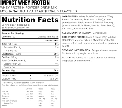 MyProtein Impact Whey Protein , Mocha Pouch, Size: 2.2lbs - AB Mystery