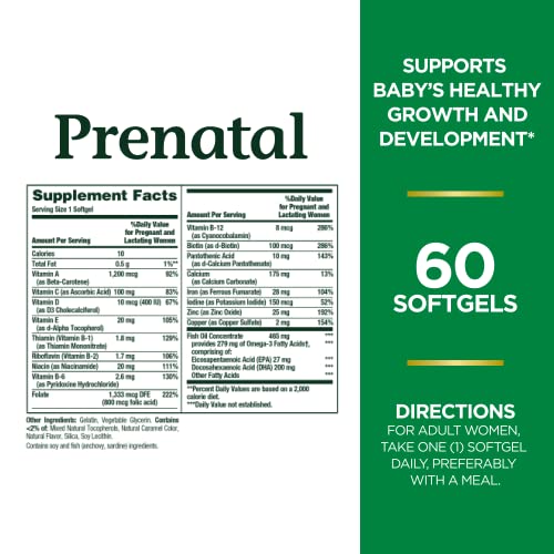 Nature's Bounty Prenatal Multivitamin, Supports Baby's Healthy Growth and Development Nature's Bounty