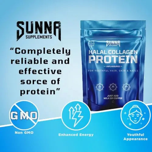 SUNNA SUPPLEMENTS - Halal Bovine Collagen Protein Powder for Hair, Skin, Nails and Joints SUNNA SUPPLEMENTS