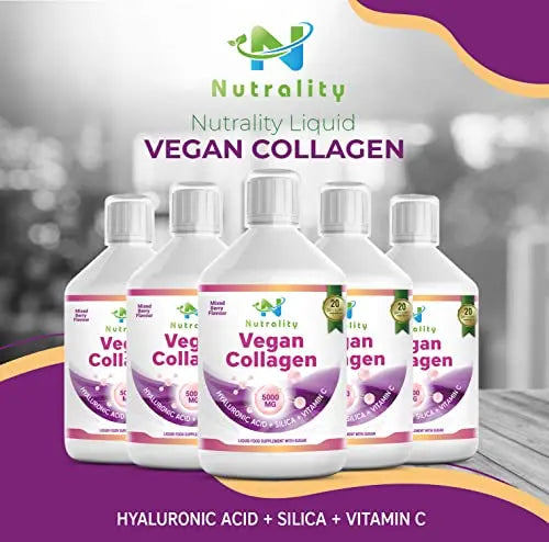 Nutrality Vegan Liquid Collagen | Premium-Grade 5000mg Hydrolyzed Collagen Peptides with Silica, Biotin - AB Mystery