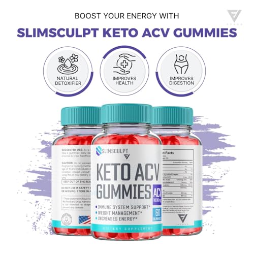 (2 Pack) Slimsculpt Keto ACV Gummies, Slim Sculpt Keto Gummies Drops Advanced Apple