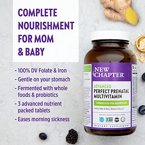 New Chapter Advanced Perfect Prenatal Vitamins - 96ct, Organic, Non-GMO Ingredients New Chapter