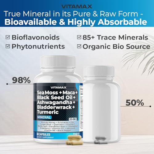 Sea Moss 3000mg Maca 1000mg Black Seed Oil 2000mg Ashwagandha 1000mg Bladderw - AB Mystery