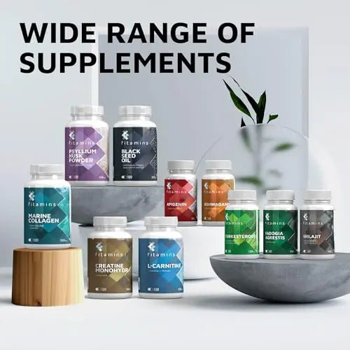 Fitimins Marine Collagen Capsules, 2000mg with Hyaluronic Acid & Vitamin C - AB Mystery