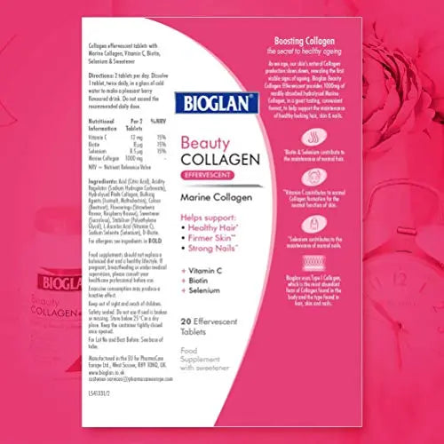 Bioglan Collagen Effervescent | 1000mg | Hydrolysed Marine Collagen Bioglan