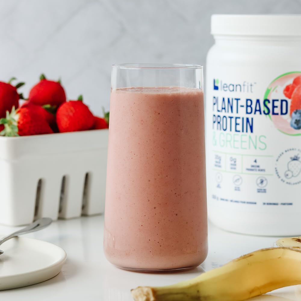 LeanFit Plant-Based Protein & Greens, Natural Berry, 20g Protein, 19 Servings, 1.25 Pound - AB Mystery