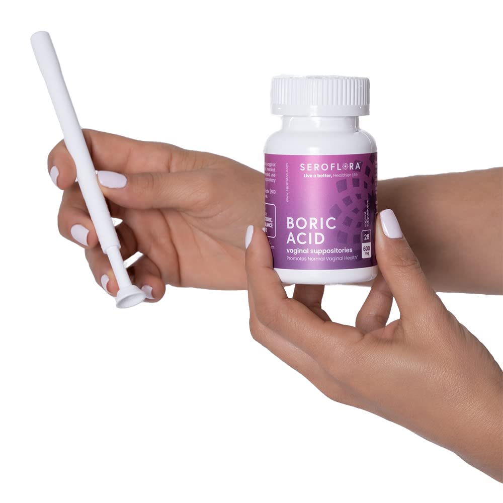 SEROVERA Seroflora Boric Acid Vaginal Suppositories 600 mg + Suppository Applicators Bundle - AB Mystery