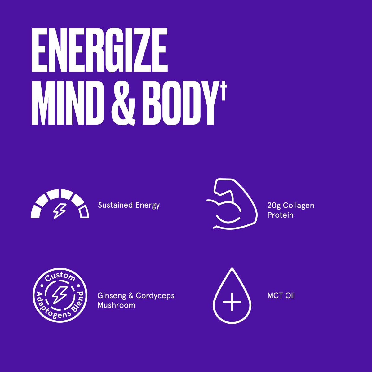 Bulletproof Dark Chocolate Energy Collagen Protein, 19.3 Ounces, Caffeine-Free Fuel - AB Mystery