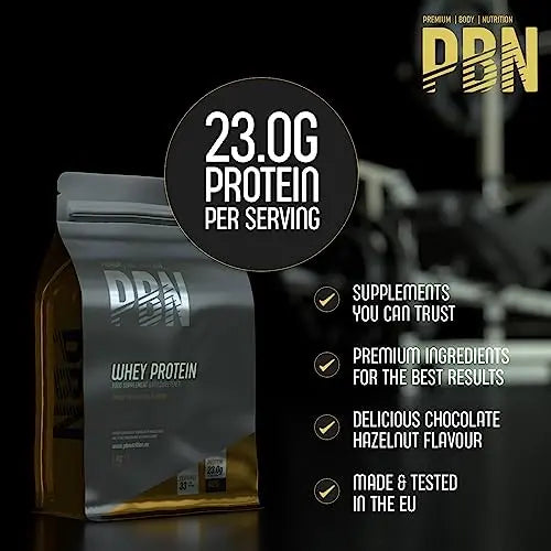 PBN - Premium Body Nutrition Whey Protein1kg Chocolate Hazelnut, New Improved Flavour Premium Body Nutrition